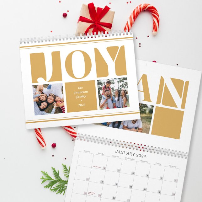 Calendrier Collage de photos de famille de la Joie Jaune Noël (Créateur téléchargé)