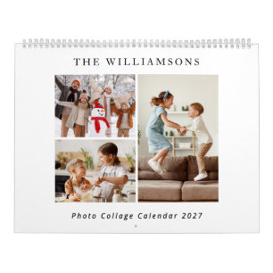 Calendrier Collage de photos de famille moderne noir blanc