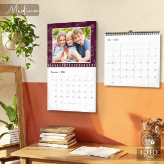 Calendrier Collage de photos personnalisé Rose Line Art 2026