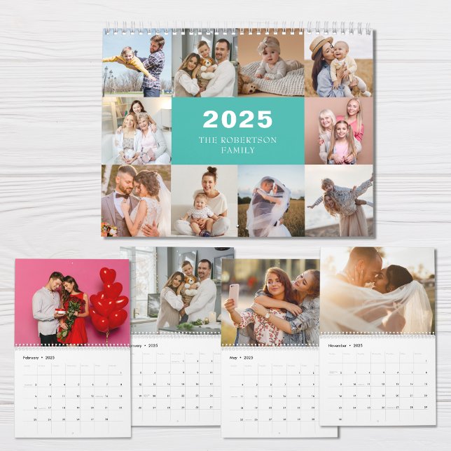 Calendrier Collage personnalisé Photo de famille moderne 2025 (Créateur téléchargé)