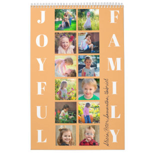 Calendrier Collage photo de famille 2026 monogrammed orange