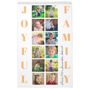 Calendrier Collage photo de famille 2026 monogrammed white