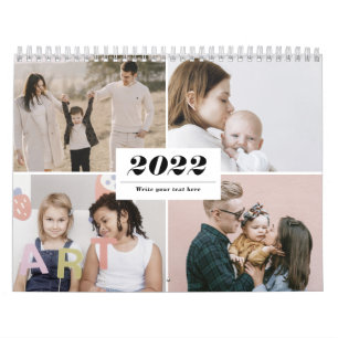 Calendrier Collage Photo Famille 2022 Moderne Simple Élégan