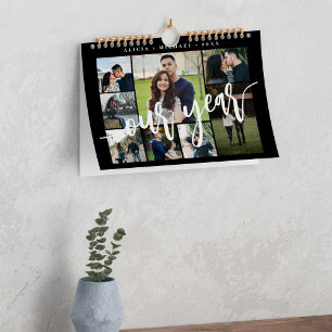 Calendrier Collage photo minimaliste moderne noir simple