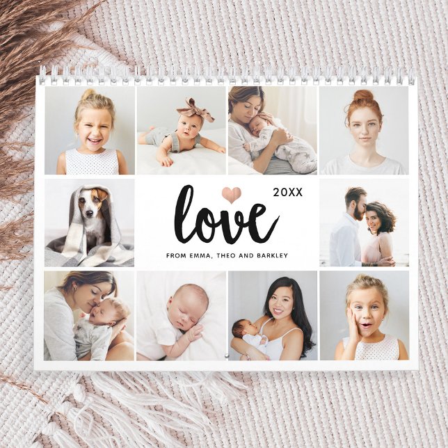Calendrier Collage photo simple et chic | Amour avec coeur (A sweet and simple photo collage calendar for those you love)