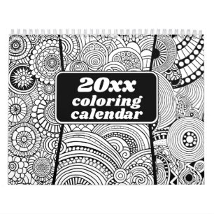 Calendrier Coloration Abstraite moderne - Blanc noir