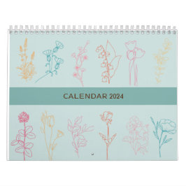 CALENDRIER CONCEPTION D'ART SIMPLE EN LIGNE DE FLEURS | RETRO