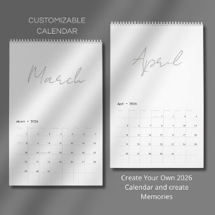 Calendrier Conception de typographie simple et propre