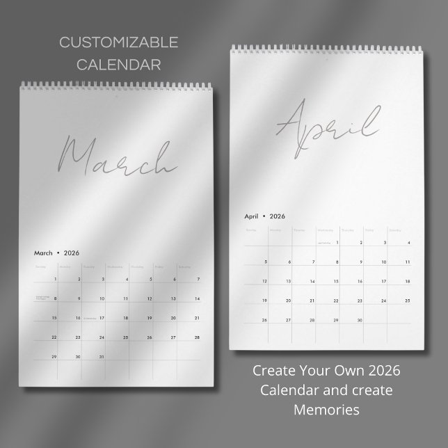 Calendrier Conception de typographie simple et propre (Créateur téléchargé)