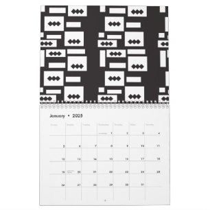 Calendrier Conception géométrique blanche symétrique avec cro