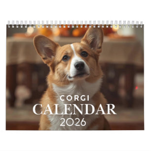 Calendrier Corgi 2026 – Calendrier mural 12 mois