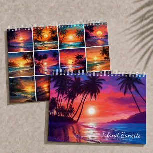Calendrier Couchers de soleil sur l'île 2026 Art du paradis t