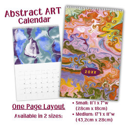 Calendrier Couleur Flower Marbling Art abstrait - long