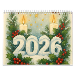Calendrier cozy happy new year 2026 wall calendar