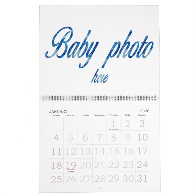 CALENDRIER CRÉER VOTRE PROPRE PHOTO (Jan 2026)