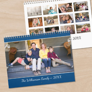 Calendrier Créez votre propre photo de couverture bleue moder