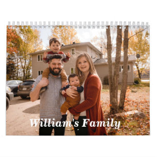 Calendrier Créez votre propre photo et nom de famille moderne