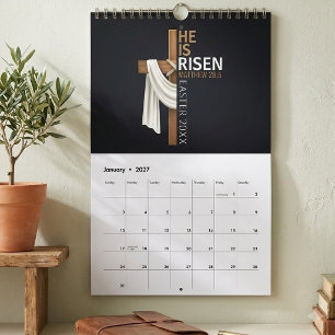 Calendrier Croix de Pâques vintage personnalisée Il est ressu