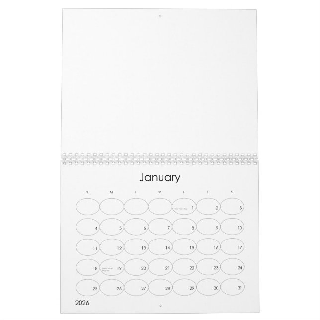 Calendrier Custom Calendar  (Jan 2026)