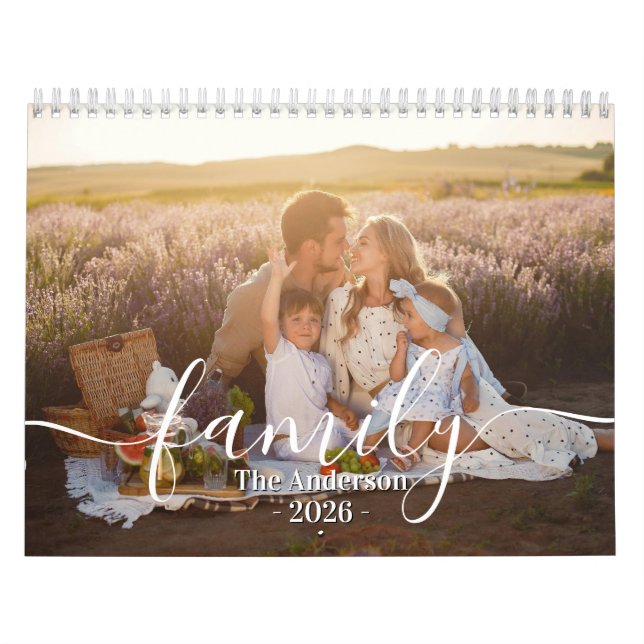 Calendrier Custom Family Photo | Personalized Light Grey (Protection)