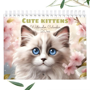 Calendrier Cute Kittens Aquarelle Amoureux des chats saisonni