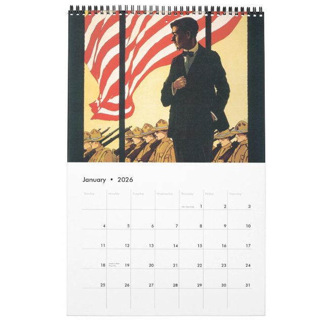 Calendrier d'affiche de guerre mondiale (Jan 2026)