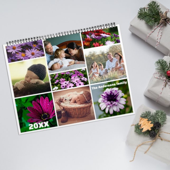 Calendrier Daisy mauve magenta photo grands-parents Calendrie (Créateur téléchargé)