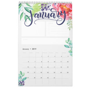 Calendrier d'aquarelle lettres - Personnalisé