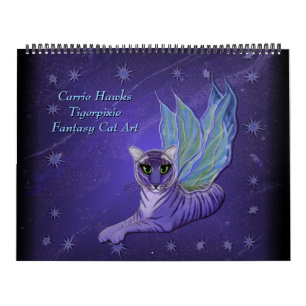 Calendrier d'art de chat d'imaginaire. Chats