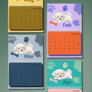 Calendrier d'art de chiots lumineux et adorables