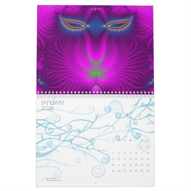 calendrier d'art de fractale de 18 mois (Jan 2026)