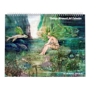Calendrier d'art de sirène vintage