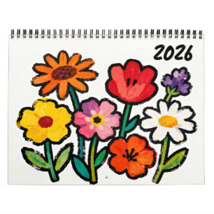 Calendrier d'art floral naïf moderne