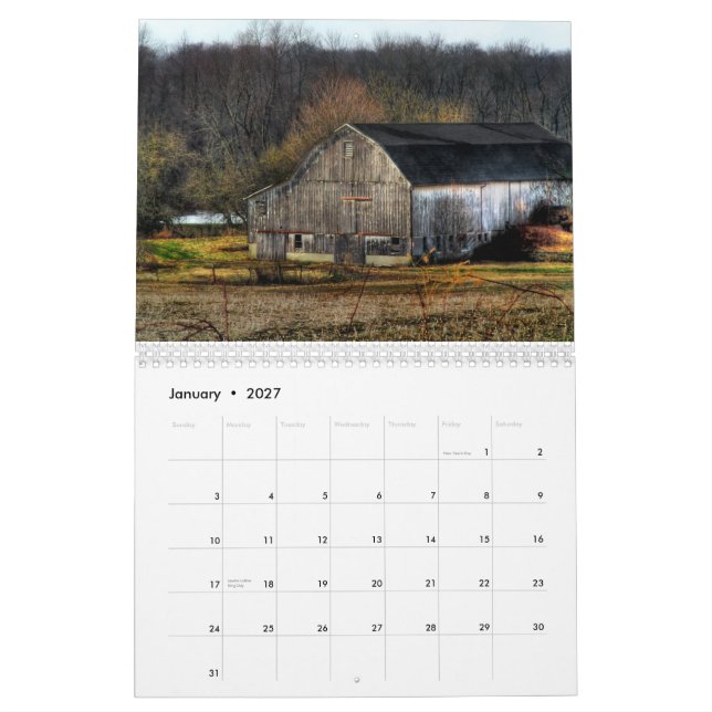 Calendrier de 2013 grand vieux granges (Jan 2027)