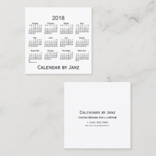 Calendrier de 2018 blancs par le carte de visite