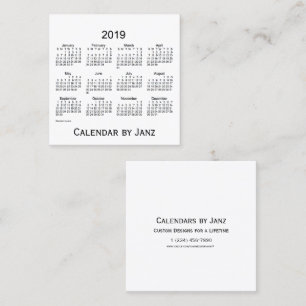 Calendrier de 2019 blancs par le carte de visite