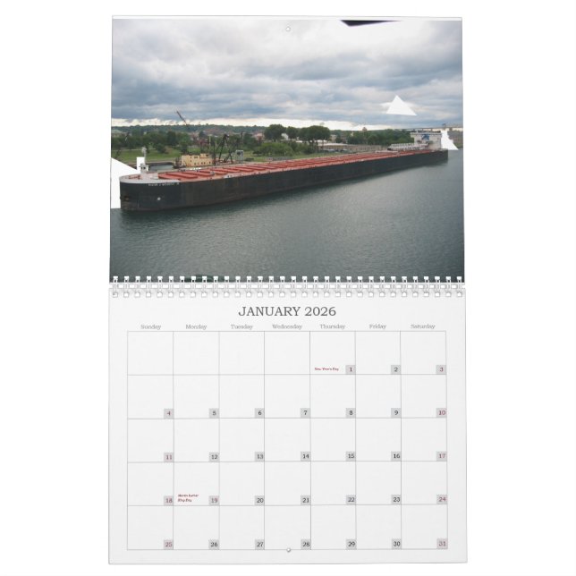 Calendrier de bateaux de Great Lakes (Jan 2026)