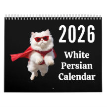 Calendrier de chat persan blanc