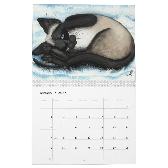 Calendrier de chat siamois par BihRle (Jan 2027)