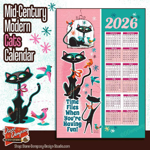 Calendrier de chats de milieu de siècle Torchons d