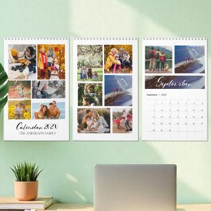 Calendrier de collage photo personnalisé de la fam