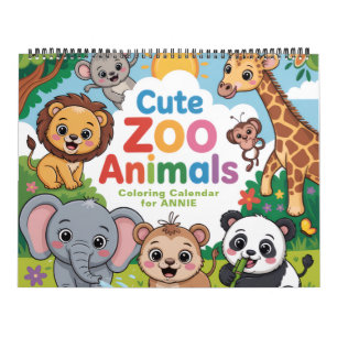 Calendrier de coloriage des animaux mignons du zoo