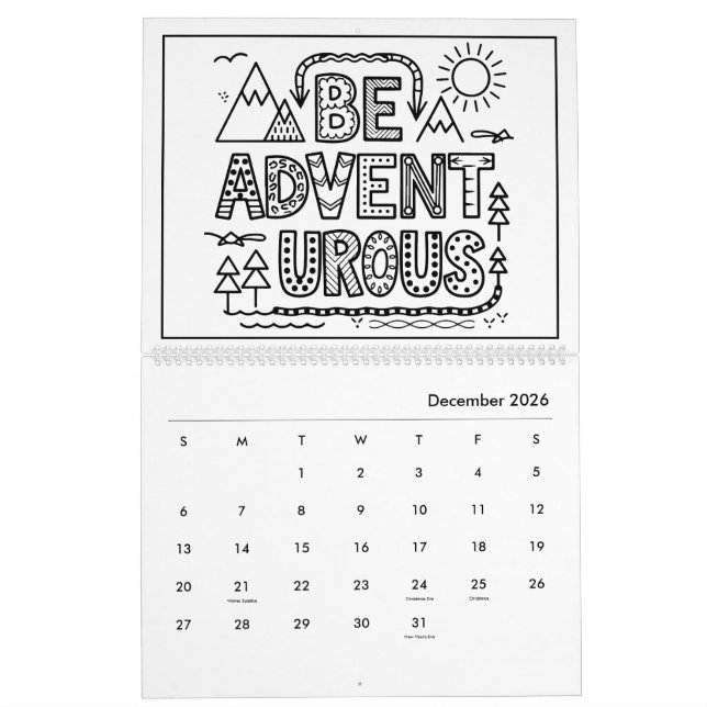 Calendrier de coloriage inspiré pour enfants (Dec 2026)