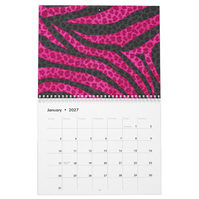 Calendrier de coutume de safari (Jan 2027)