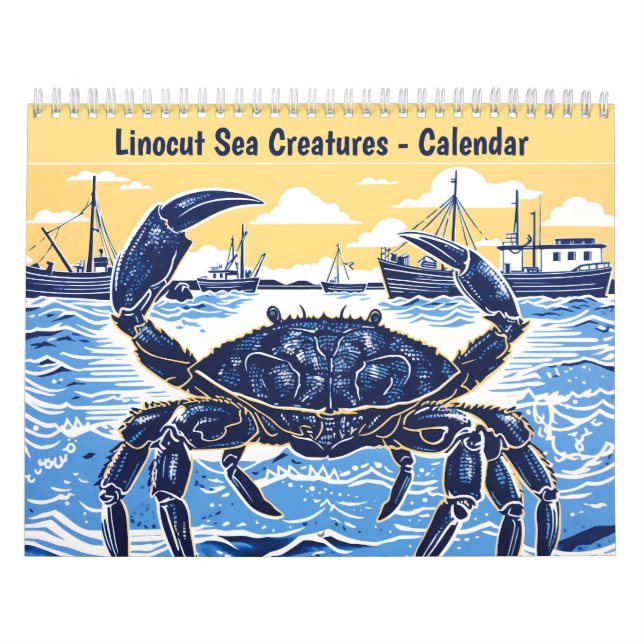 Calendrier de créatures marines en linogravure (Protection)