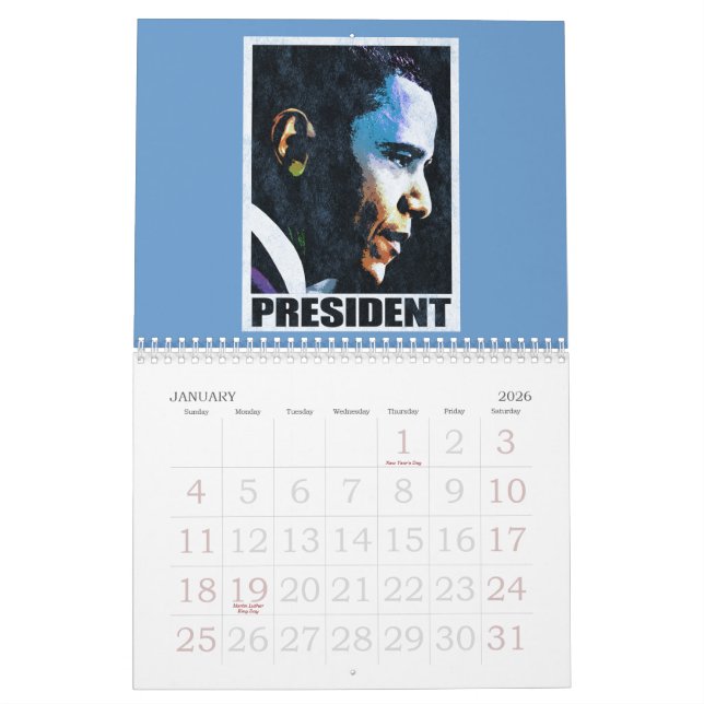Calendrier de cru du Président Barack Obama (Jan 2026)