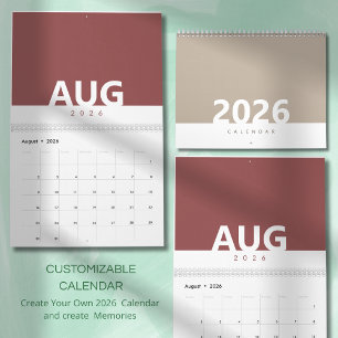 Calendrier de design de couleur moderne minimalist
