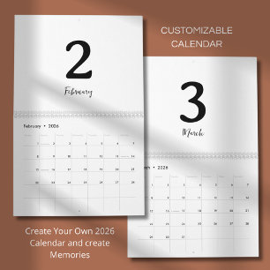 Calendrier de design moderne minimaliste et propre
