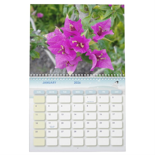 Calendrier de jardin botanique (Jan 2026)