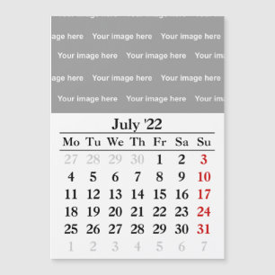 Calendrier de juillet 2022 Carte magnétique
